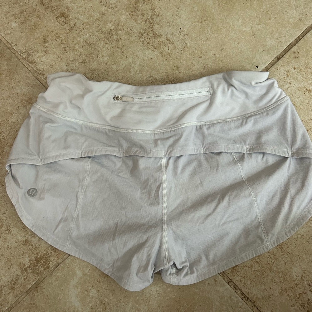 White Lululemon Speed Up Shorts